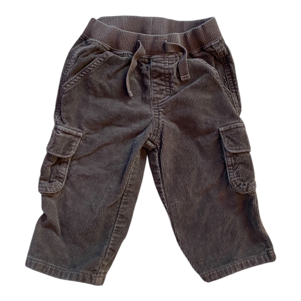 Gymboree Baby Boys 12‑18M Brown Corduroy Cargo Pants Pull‑On Elastic Waist